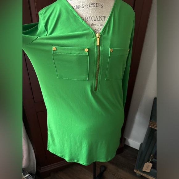 NWOT Michael Kors Green Medium 3/4 Sleeve Shirt - Picture 12 of 13